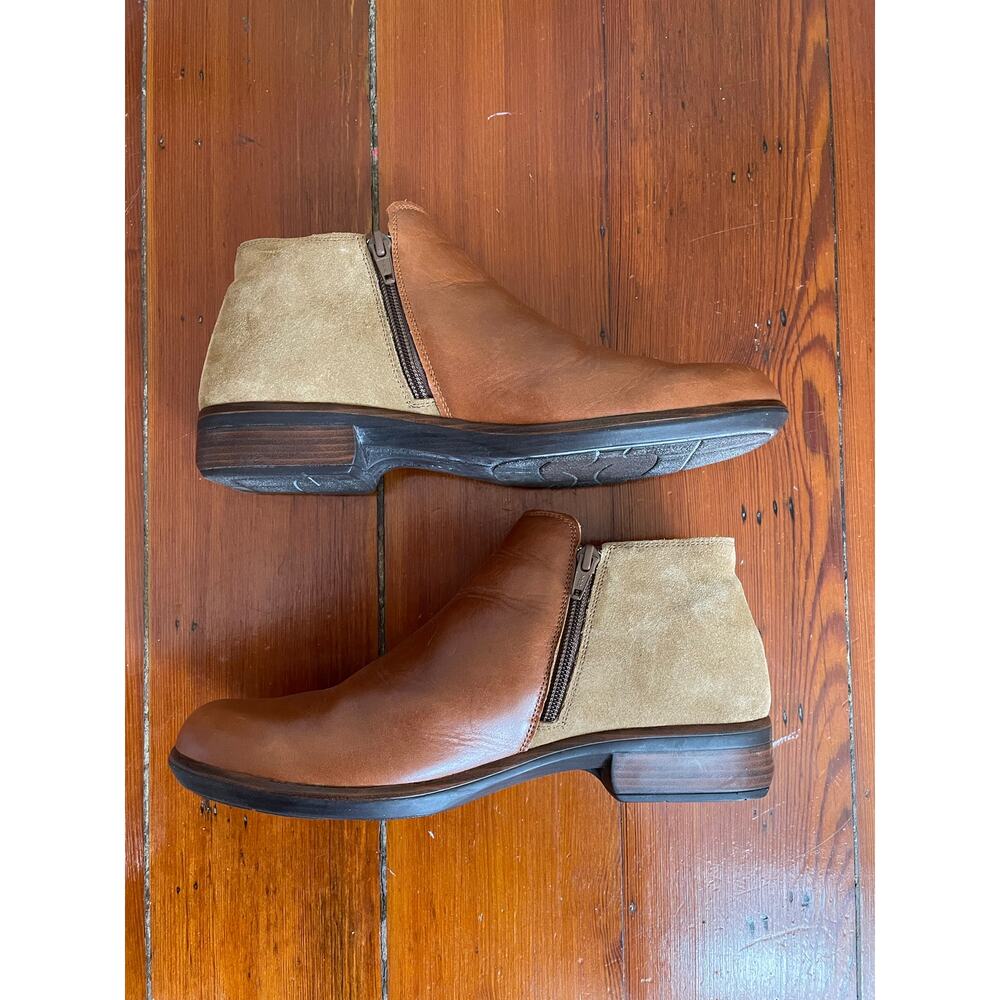 Naot Leather & Suede Ankle Booties Women’s EU 41 US 10 Comfort Zip Brown